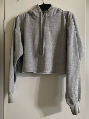 Nasty Gal after party Light Gray Cropped Hoodie